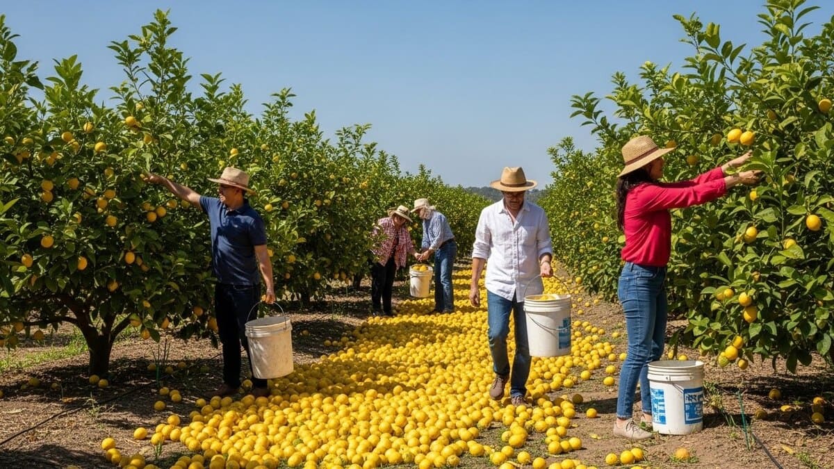O município ganhou fama nacional e internacional pelo maior cultivo de limão Taiti do planeta - imagem gerada por IA