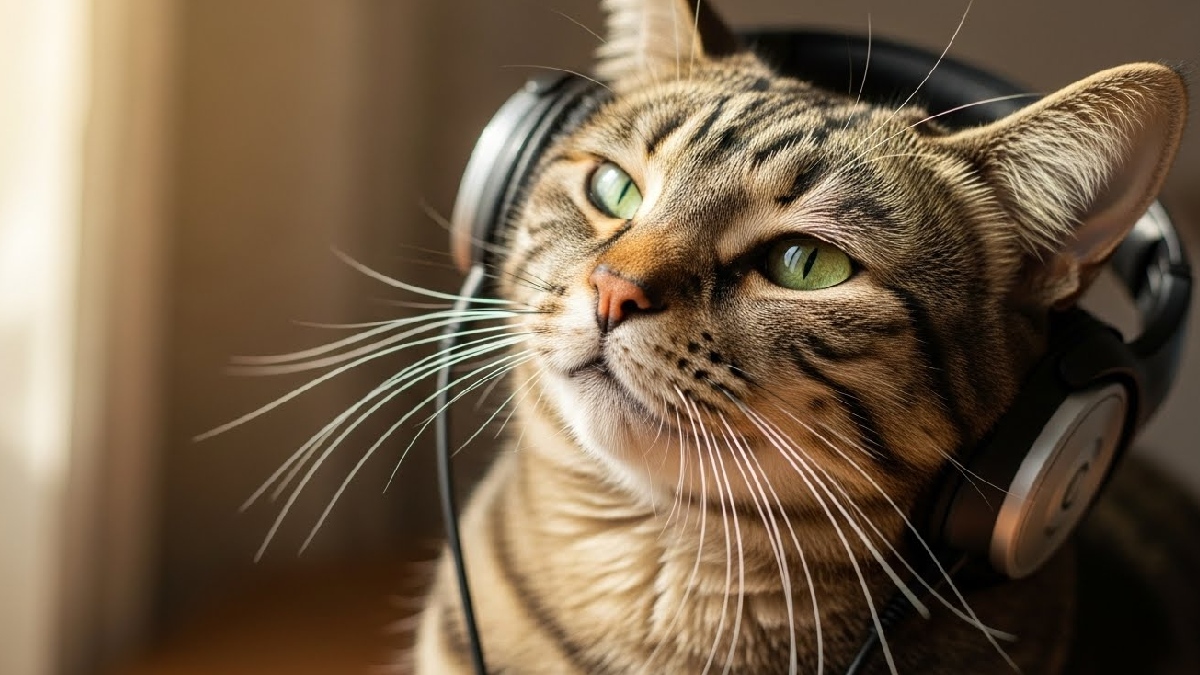 Pesquisas recentes indicam que o segredo para tranquilizar os bichanos não está nos grandes compositores humanos, mas em trilhas sonoras criadas exclusivamente para a espécie - (Imagem gerada por IA)