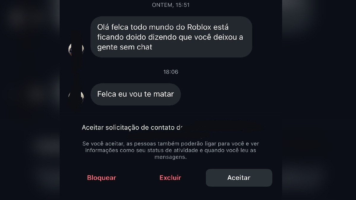 Felca foi ameaçado por usuários do Roblox em seu instagram