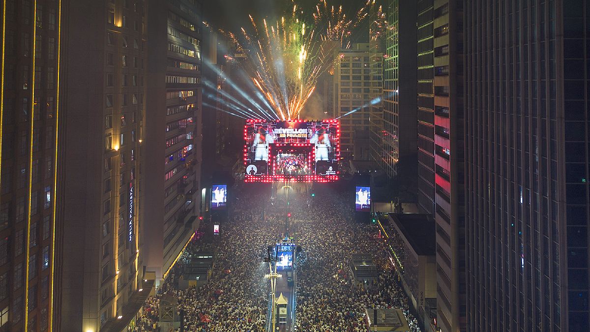 Estrutura montada na Avenida Paulista recebeu mais de 14 horas de shows na celebração do Ano-Novo | Divulgação/Secom