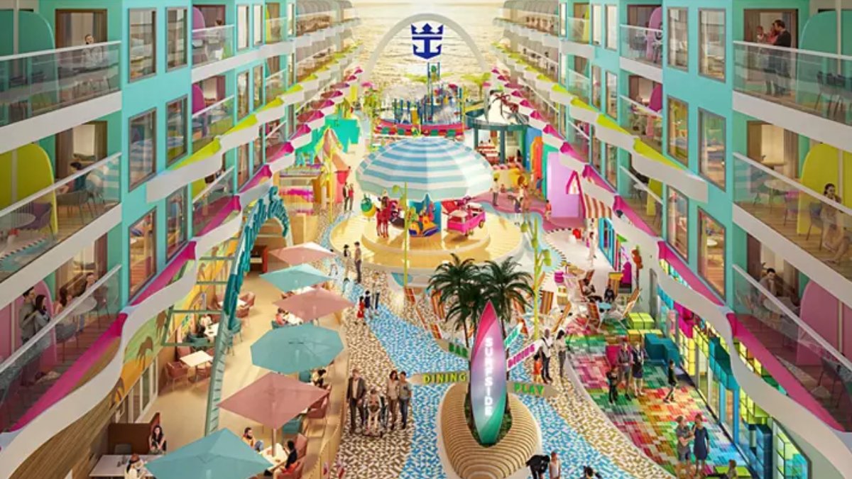 Operado pela Royal Caribbean, ele sai de Miami e pode ter até 10 mil pessoas a bordo, entre passageiros e tripulação