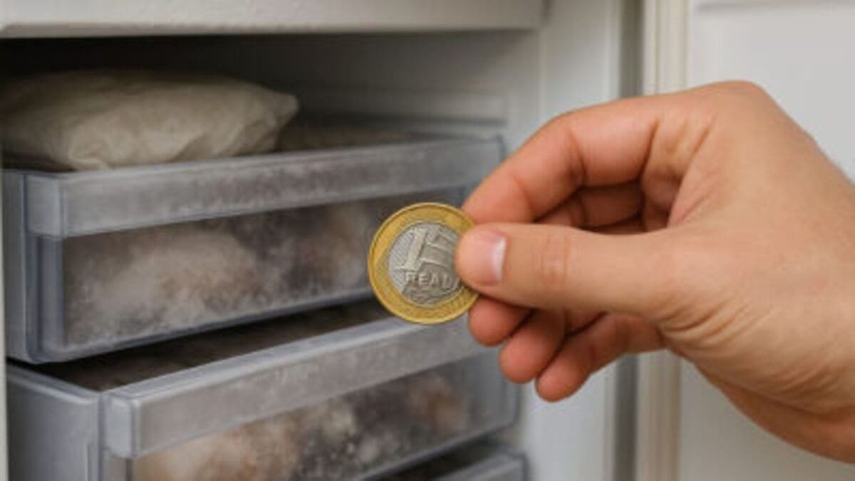 Posição da moeda pode indicar risco nos alimentos congelados - imagem gerada por IA
