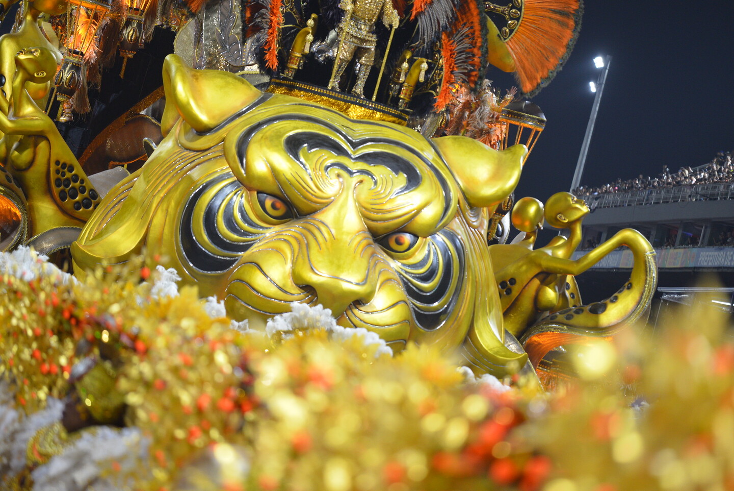 Tradicional tigre, simbolo da Império de Casa Verde; agremiação já foi três vezes campeã do Carnaval de São Paulo. Foto: Felipe Araújo/Liga-SP