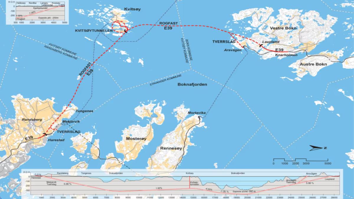 O projeto visa ligar duas regiões distantes da Noruega para eliminar o uso de balsas e outros veículos aquáticos, permitindo um maior fluxo de pessoas pelo trajeto (Foto: Município de Randaberg)