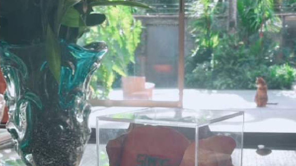 As áreas da mansão prezam pela naturalidade, com grandes fachadas de vidro, janelas amplas e espaços abertos para permitir a passagem de luz e vento