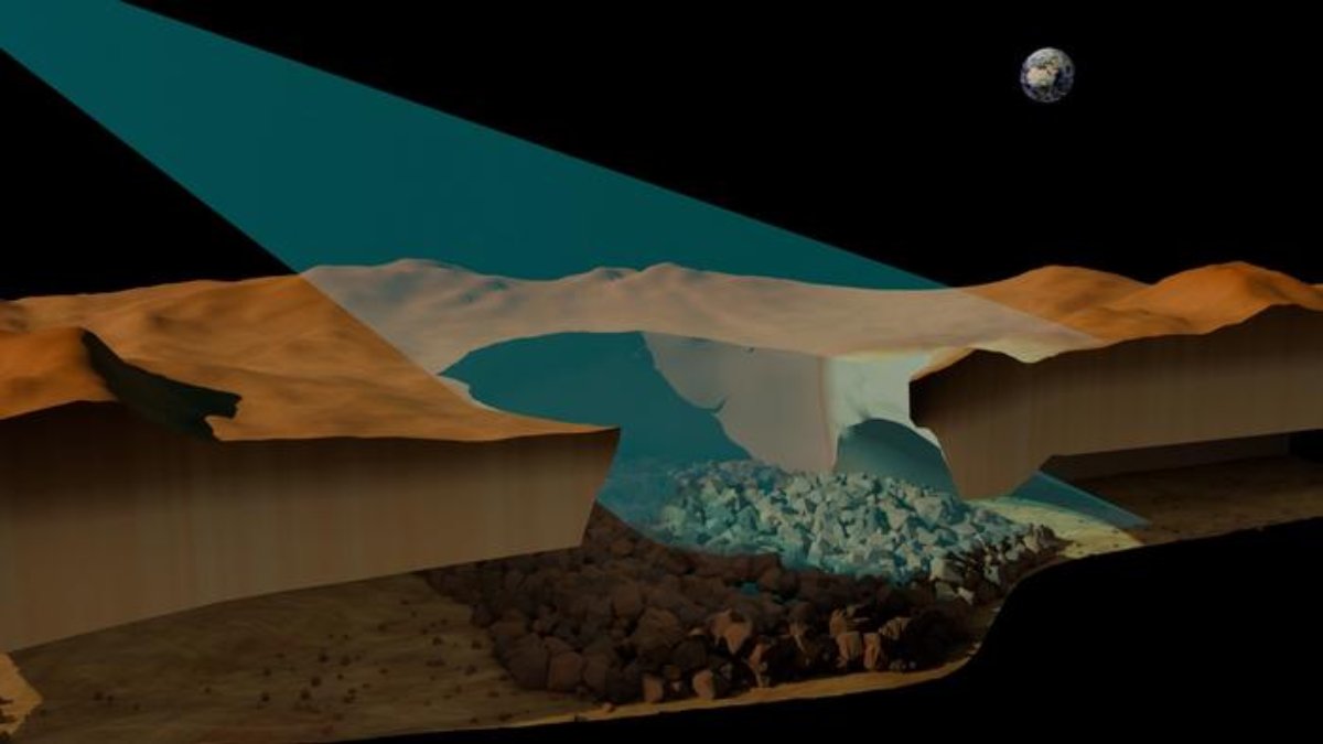 Ao reanalisar registros da sonda Magellan, da NASA, coletados nos anos 1990, pesquisadores confirmaram a existência da primeira caverna vulcânica de Vênus (Foto: Divulgação/Universidade de Trento)
