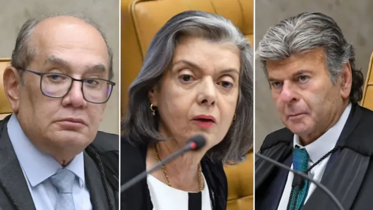 Os ministros do STF Gilmar Mendes, Cármen Lúcia e Luiz Fux. Divulgação/STF