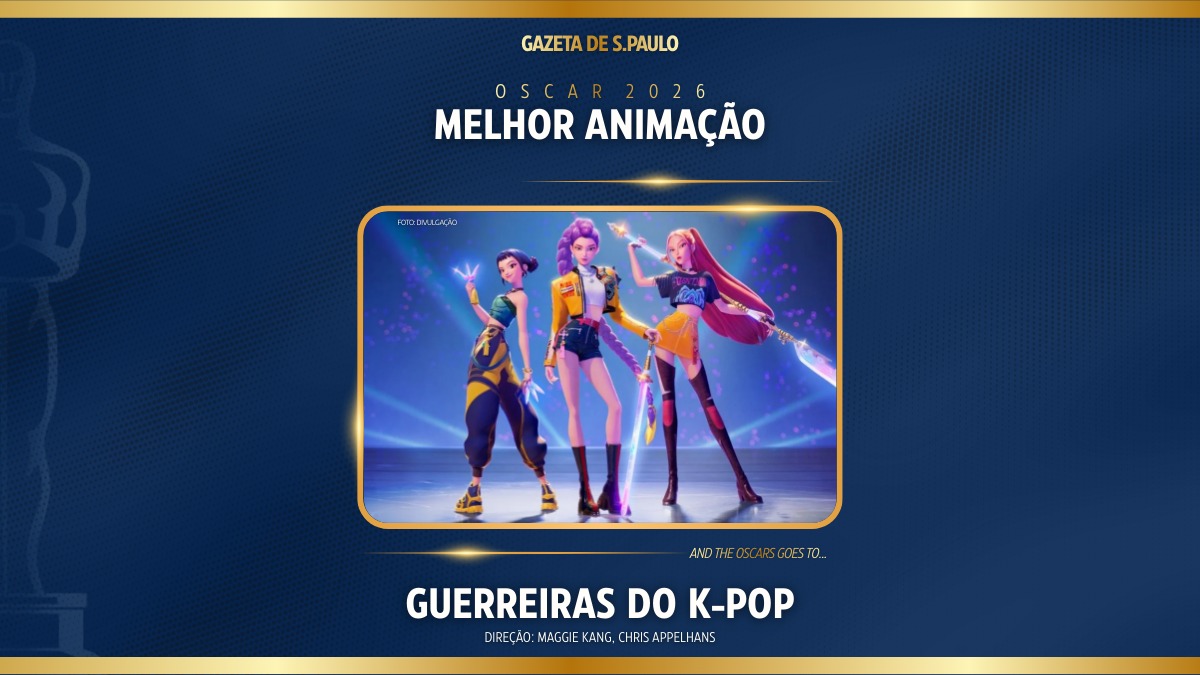 Guerreiras do Kpop foi eleita a Melhor Animação do Oscar 2026. Arte/Gazeta de S.Paulo