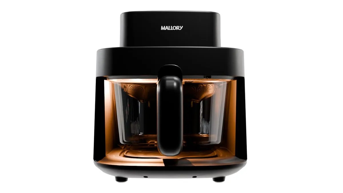 Para solucionar esses impasses, novos modelos com cesto de vidro temperado, como a Mallory Smart Glass e a Innovare Digital, prometem revolucionar o preparo doméstico - (Reprodução/Mallory)