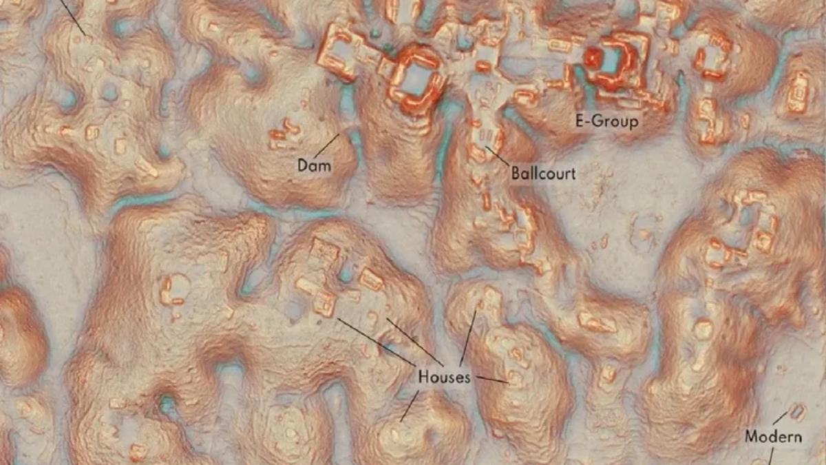 Essa reviravolta só foi possível graças a uma tecnologia que parece saída da ficção científica: o LiDAR (Light Detection and Ranging). Imagine um scanner a laser que "limpa" virtualmente a floresta da imagem, revelando o que existe no chão. (Foto: Universidade de Cambridge/Divulgação)
