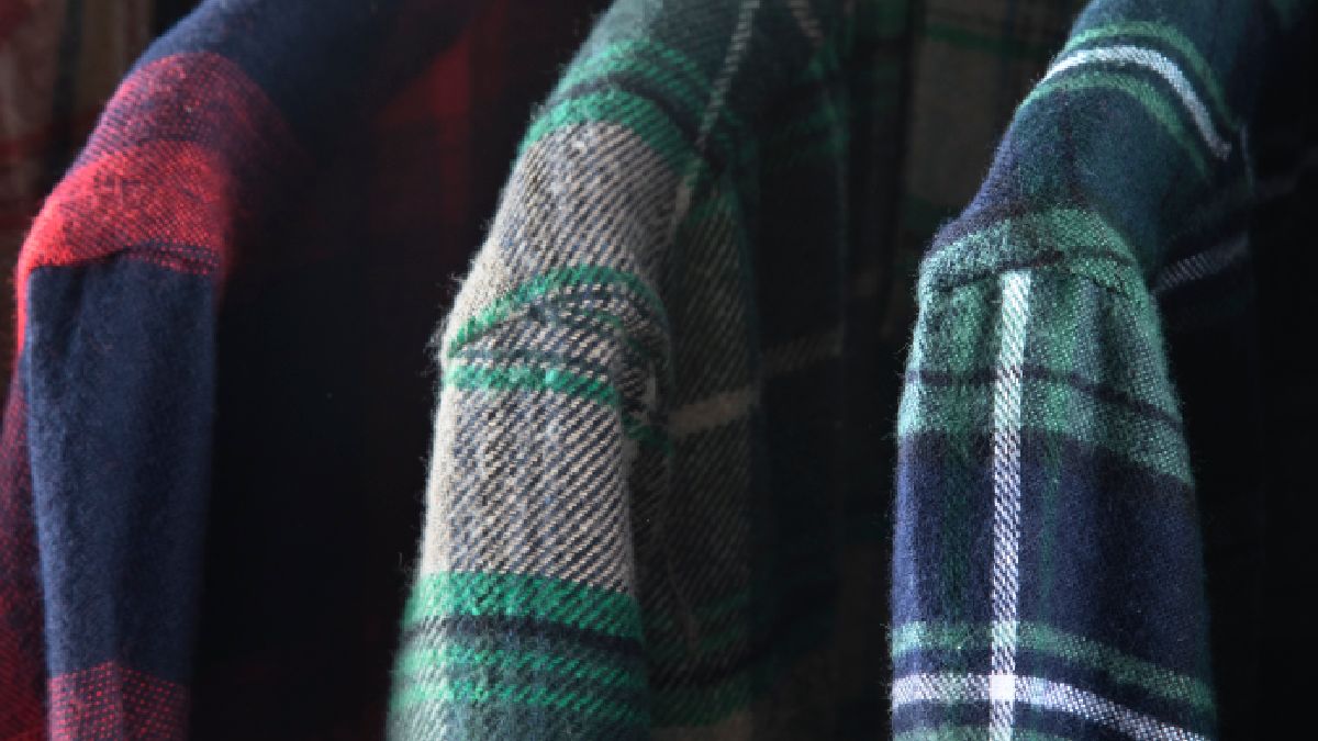 close up flannel shirt detail