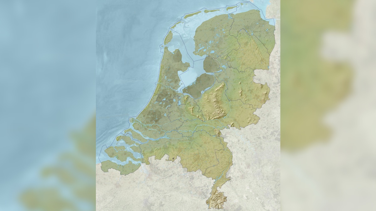 Mapa topográfico dos Países Baixos