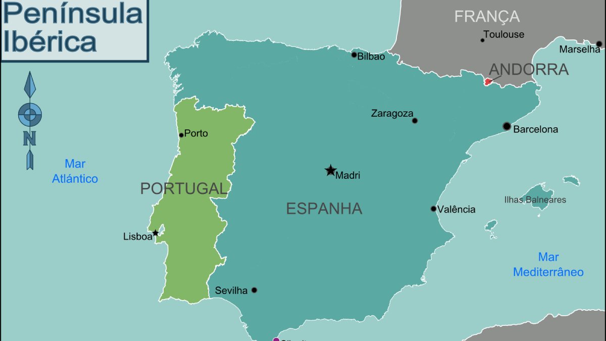 Novo estudo mostra que a Península Ibérica não apenas avança para o norte, mas também gira lentamente no sentido horário, em um movimento medido em milímetros por ano (Foto: Peter Fitzgerald/Wikimedia Commons)