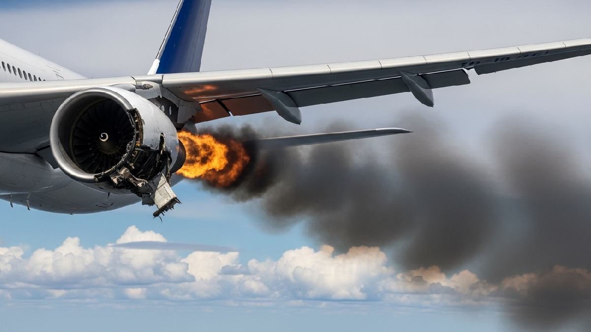 Mesmo com a falha de um dos motores, aeronaves modernas são projetadas para manter a estabilidade e realizar um pouso seguro utilizando apenas a turbina remanescente . Foto: Ilustração/Gazeta de S. Paulo
