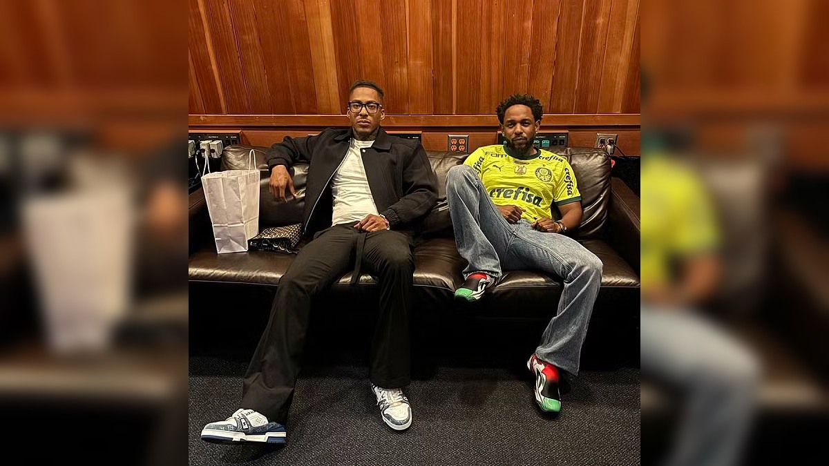Kendrick Lamar também já apareceu com camisa de time nas mídias. Foto: Reprodução/Redes Sociais