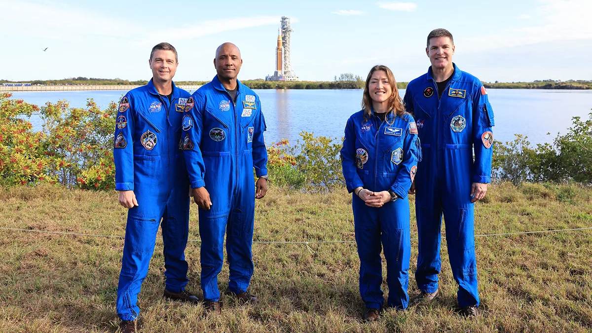 A tripulação do foguete Orion é composta por quatro astronautas. Eles são: Reid Wiseman, Victor Glover, Christina Koch e Jeremy Hansen/Divulgação/Nasa