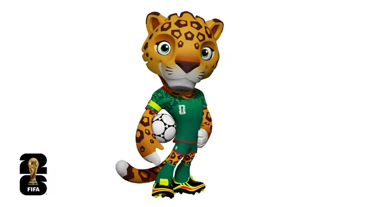 Zayu (México): a onça-pintada (ou jaguar) é a força ofensiva do trio, usando a camisa 9. Seu nome, de origem náuatle, significa "jovem" e carrega os pilares de união e alegria, típicos da herança festiva mexicana. (Fotos: Divulgação/FIFA)
