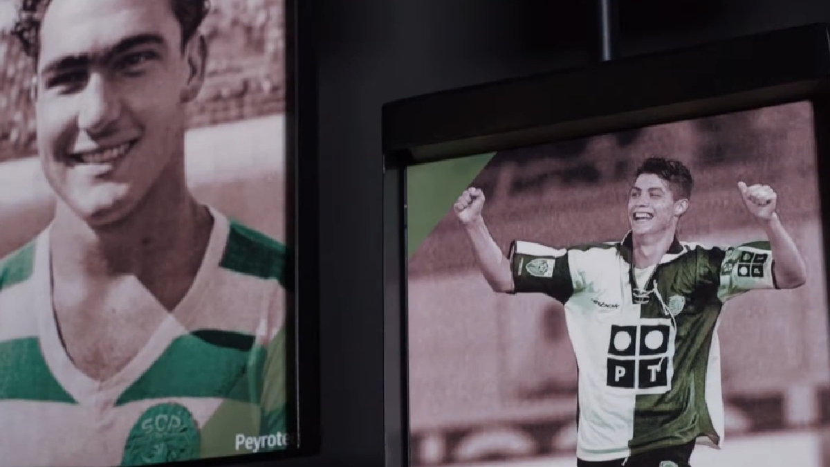 Além disso, o local abriga o histórico Museu Sporting, que narra mais de um século de história, exibindo troféus como a Taça das Taças de 1964 e homenageando lendas formadas no clube, como Cristiano Ronaldo e Luís Figo - (Reprodução/YouTube)