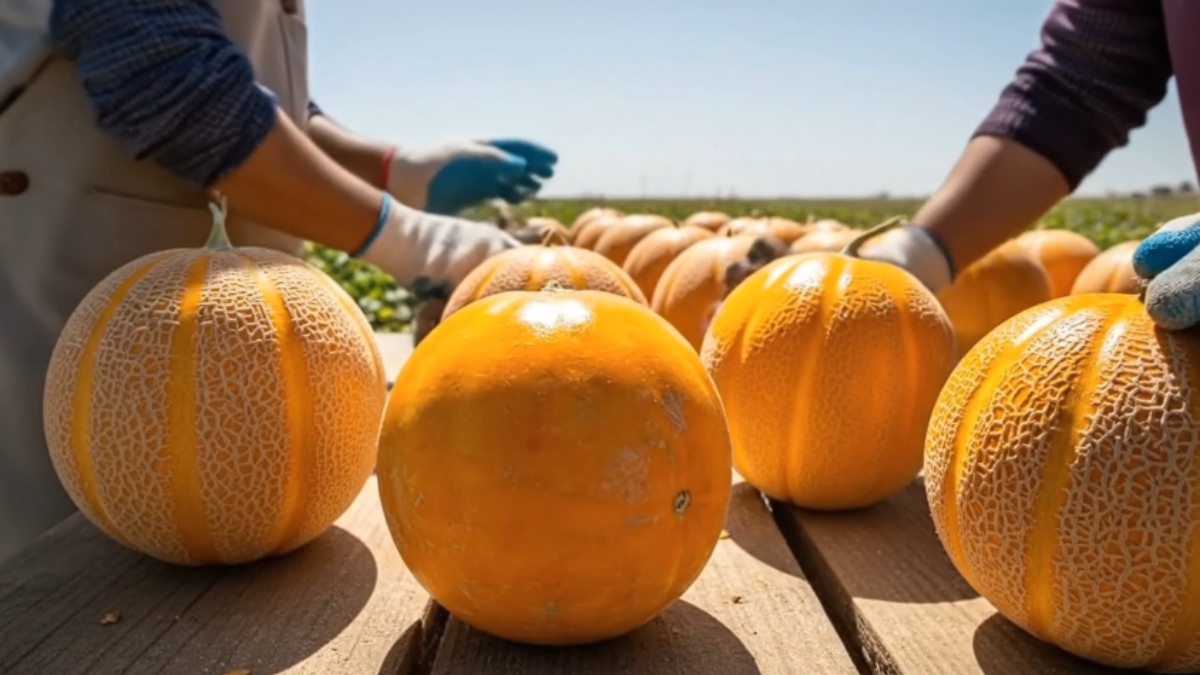 Segundo o Ministério da Agricultura, Florestas e Pescas do Japão, ele surgiu a partir do cruzamento de dois tipos de melão e passou a ser considerado um produto de alto valor comercial no país (Foto: Reprodução YouTube)