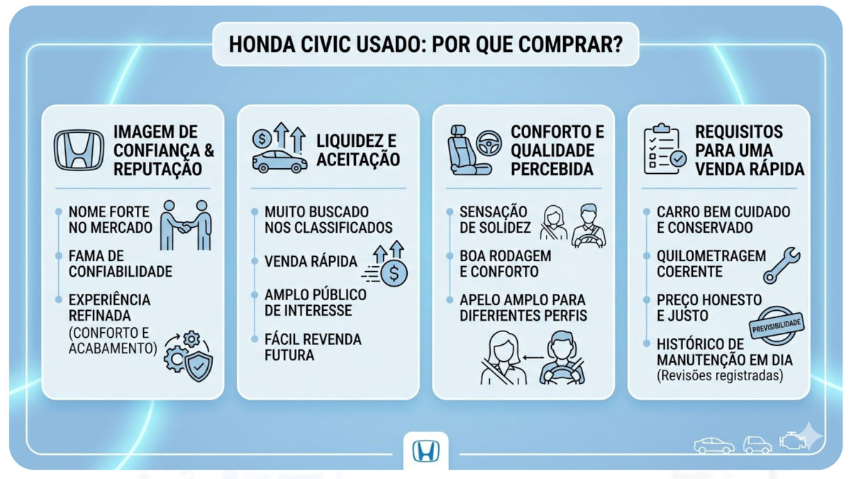 Vale a pena para quem busca um sedã com boa aceitação de mercado, conforto e imagem consolidada.