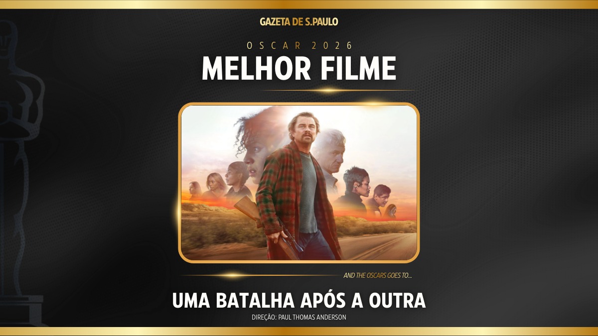 Uma Batalha Após a Outra foi o grande vencedor de Melhor Filme no Oscar 2026. Arte/Gazeta de S.Paulo