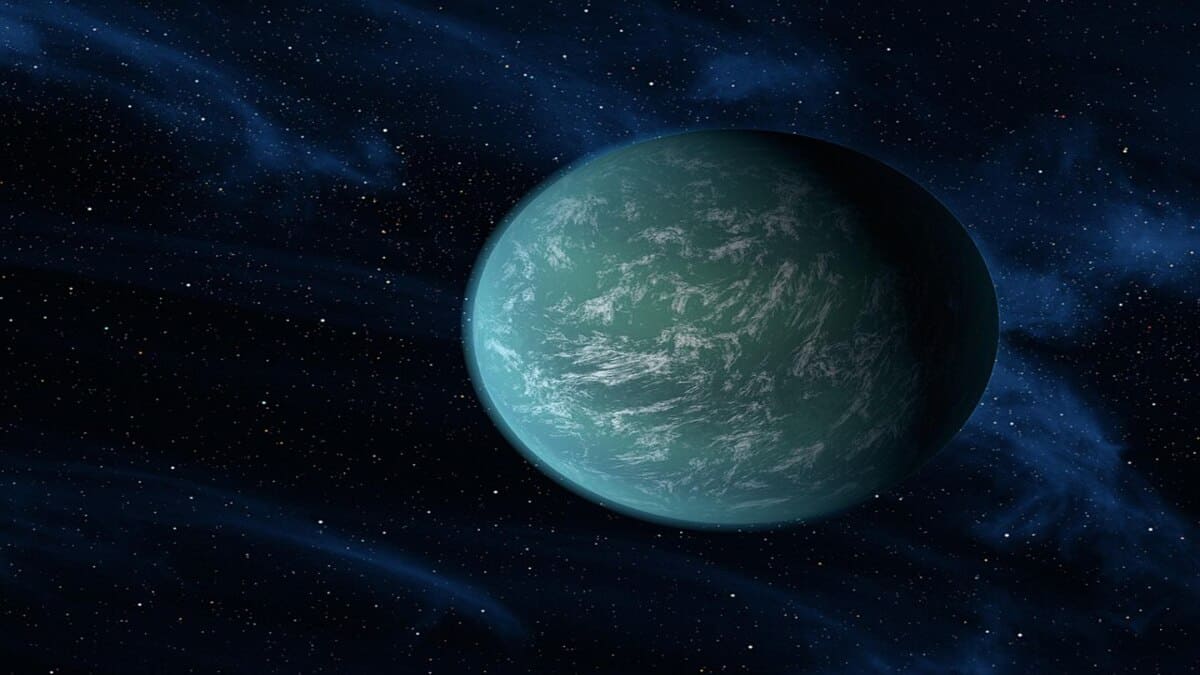 Arte digital do exoplaneta Kepler-22b, situado a cerca de 600 anos-luz da Terra - Freepik