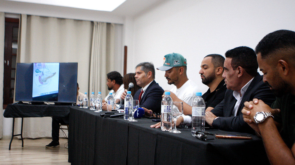 Coletiva de imprensa da equipe de Ney Santos em Embu das Artes nesta terça-feira (14). Foto: Yuri Villaça/Gazeta de S.Paulo