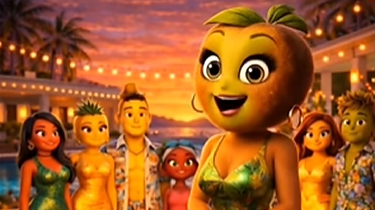 A Ilha do Amor das Frutas, Fruit Love Island, é um reality show feito neste modelo que foi amplamente coberto em canais de entretenimento e curiosidades durante seu lançamento (Foto: Reprodução / TikTok)