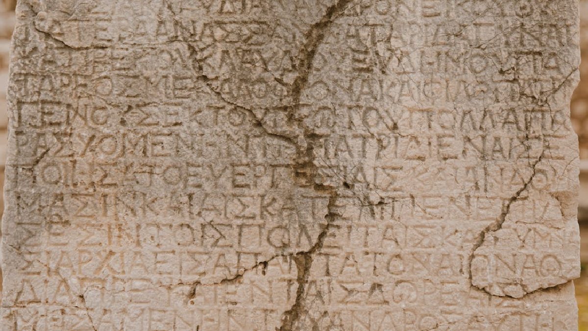 Inscrições em pedra são peças centrais para identificar dedicatórias, nomes e usos religiosos em sítios antigos do mundo grego (Foto: ROMAN ODINTSOV / Pexels)