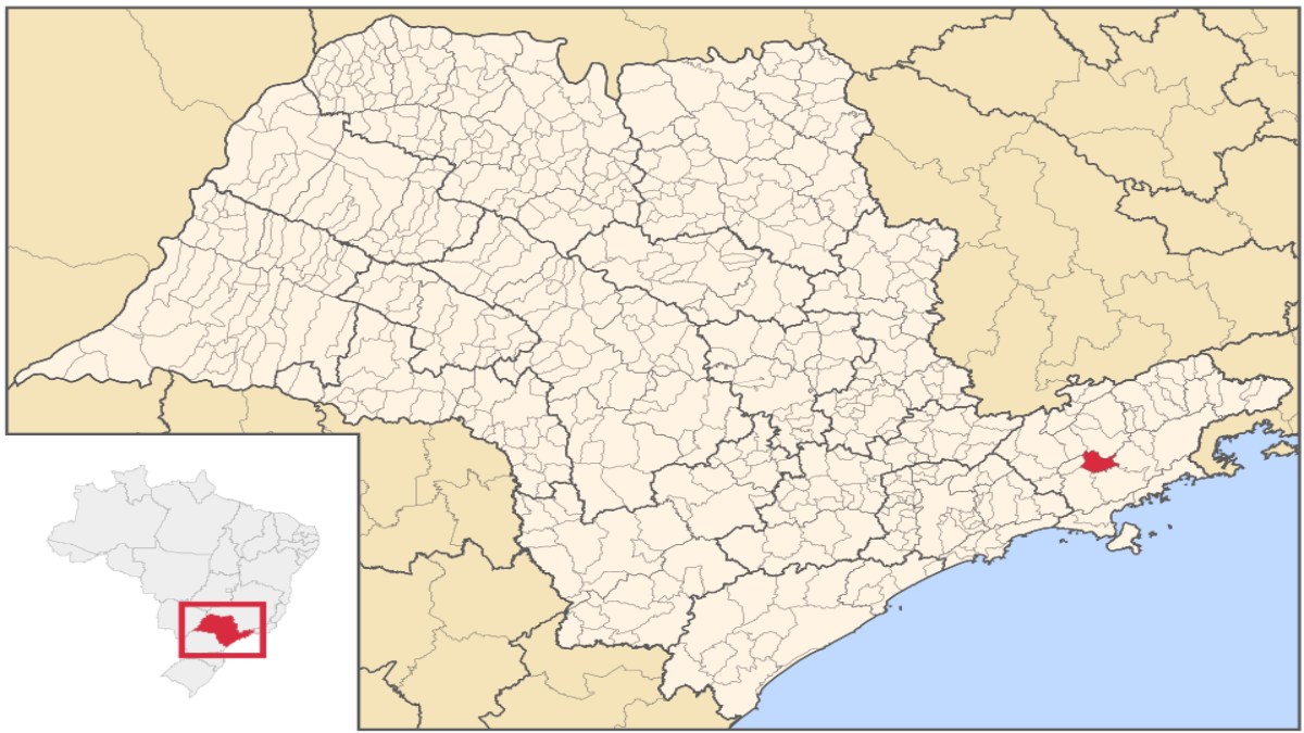Localização da cidade no mapa de São Paulo (Foto: Raphael Lorenzeto de Abreu / Wikimedia Commons)