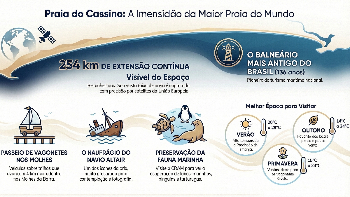 Experiências na orla gigante vão muito além do banho de mar, unindo engenharia, cultura e natureza - (Ilustração/Gazeta de S.Paulo)