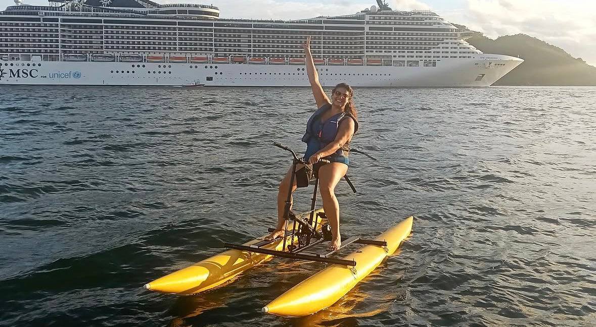 Experiência inusitada em Santos permite pedalar literalmente no mar /Reprodução/Instagram