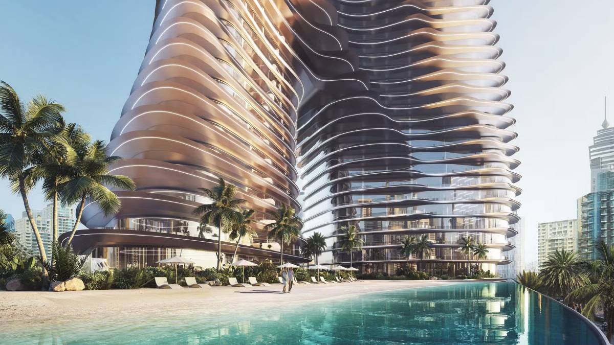 O imóvel se destaca por recursos futuristas, como um elevador privativo que leva o carro diretamente para dentro do apartamento, além de uma piscina exclusiva com vista para o centro da cidade. (Foto: Divulgação/ Bugatti)