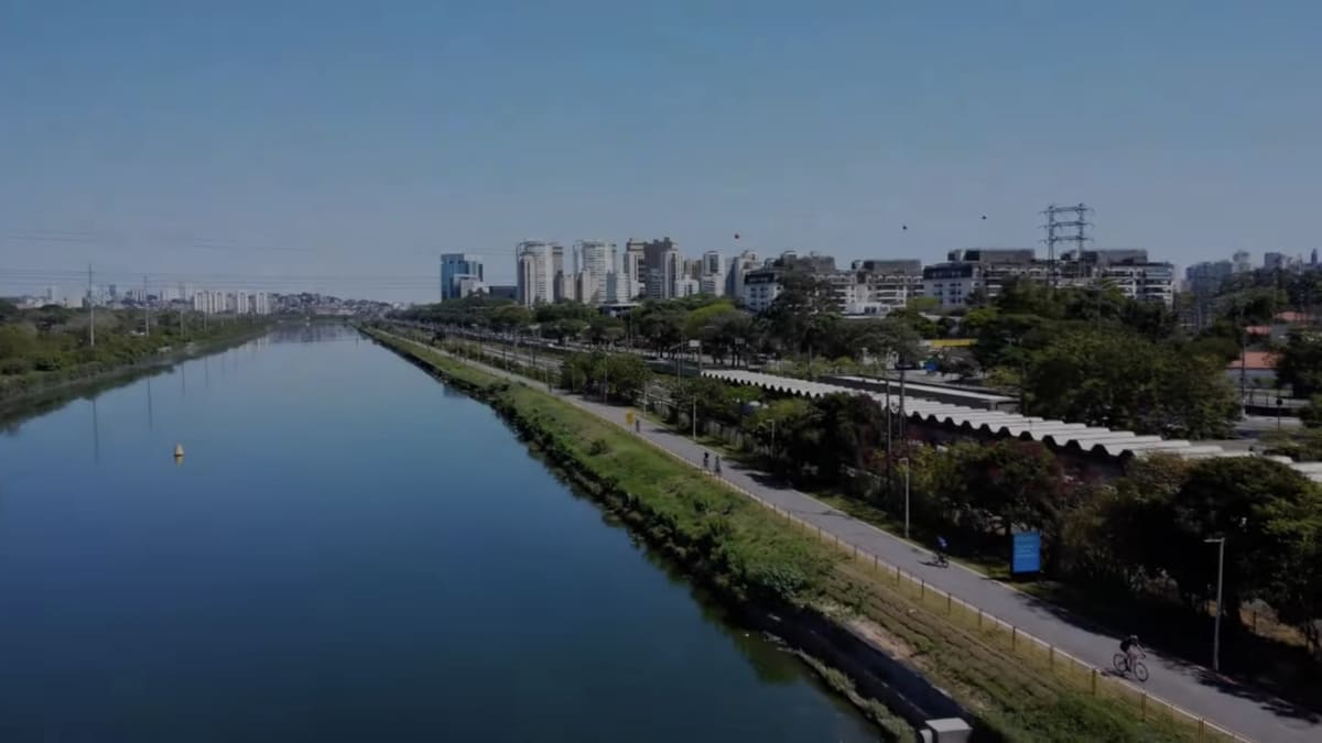 Margens do rio Pinheiros mostram o contraste entre urbanização e natureza - Reprodução/YouTube