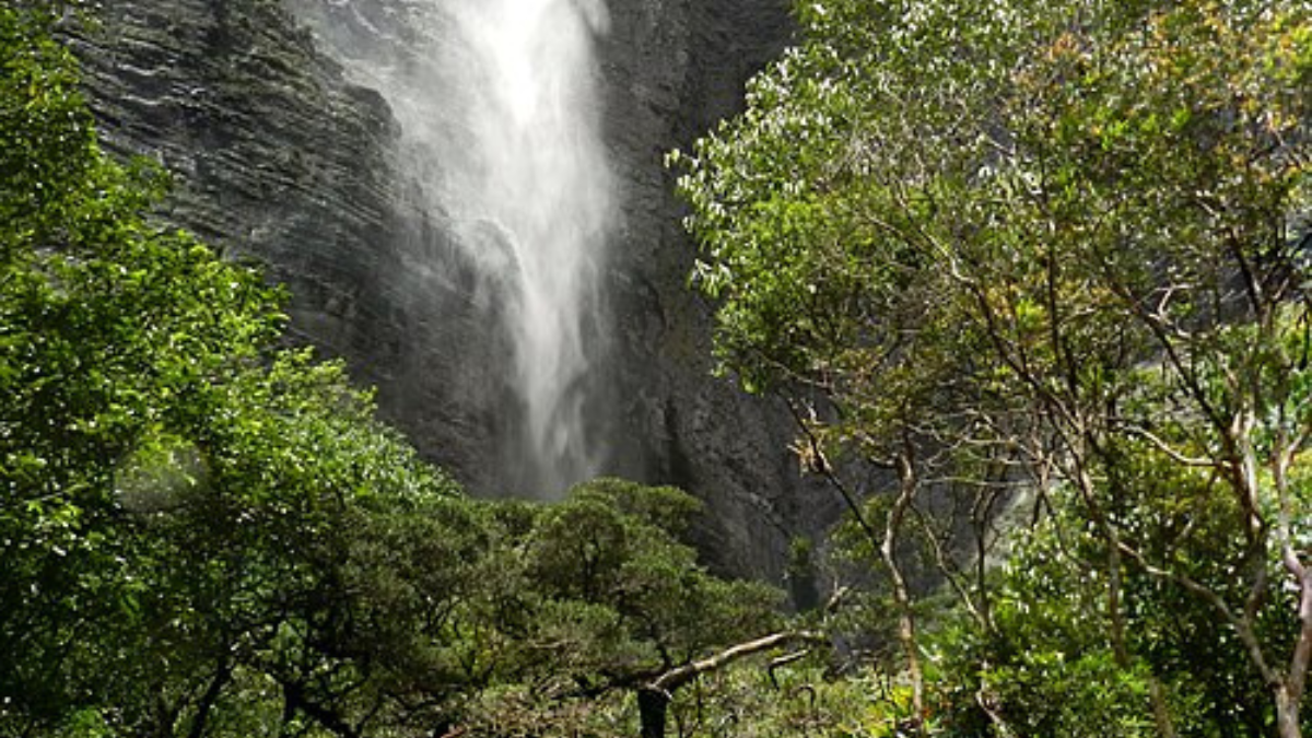 Em períodos de menor chuva, o volume de água pode cair bastante e mudar a aparência da Cachoeira da Fumaça (Foto: Nancy Viegas / Wikimedia Commons)