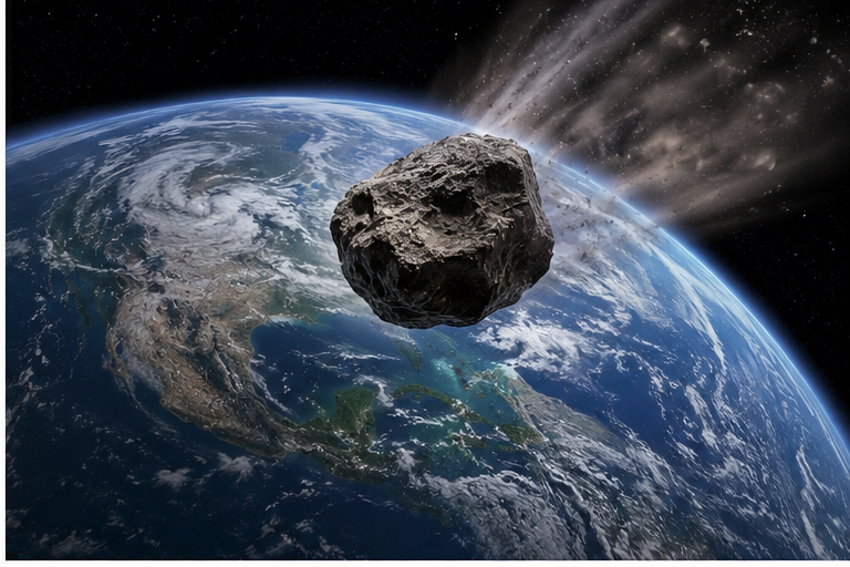 Cientistas ampliam observação de rochas espaciais próximas da órbita terrestre - imagem gerada por inteligência artificial