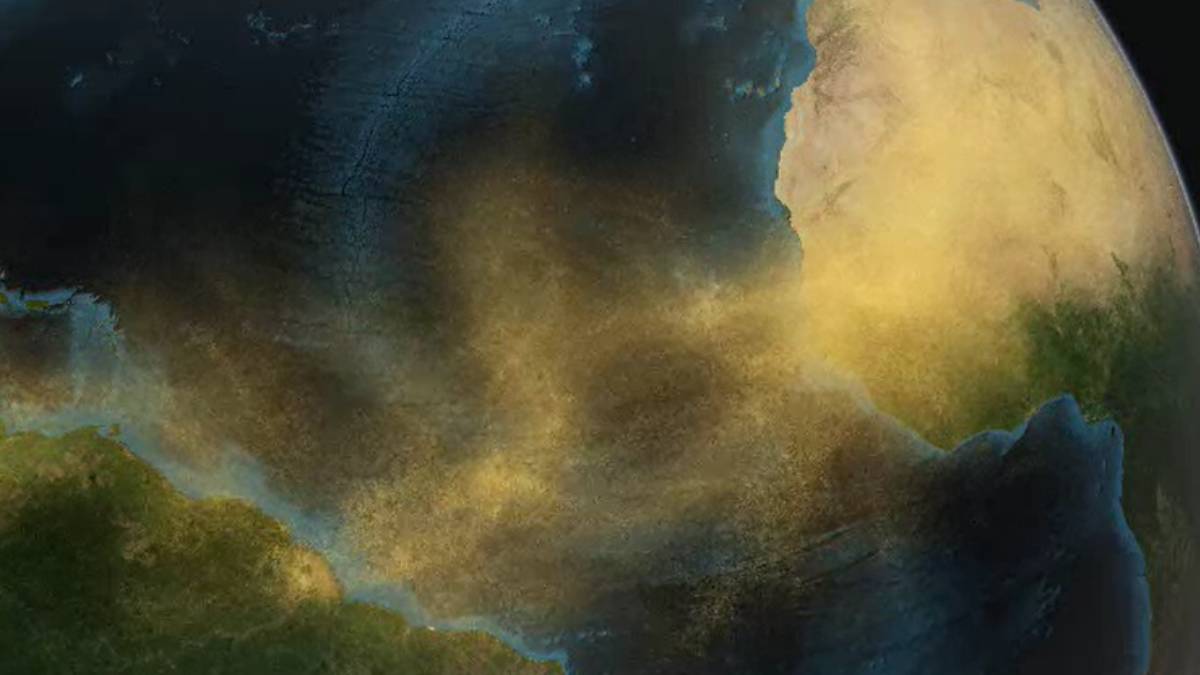 A maior parte do nutriente vem da Depressão de Bodélé, um antigo lago seco no Chade. O sedimento é rico em microrganismos mortos (diatomáceas), que são levados pelo vento a até 5 km de altitude em direção ao Brasil