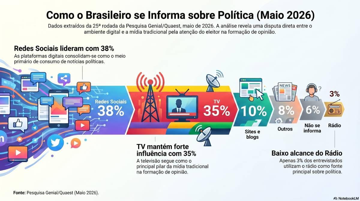 Pesquisa Quaest revela que redes sociais já ultrapassaram a TV como fonte principal de notícias