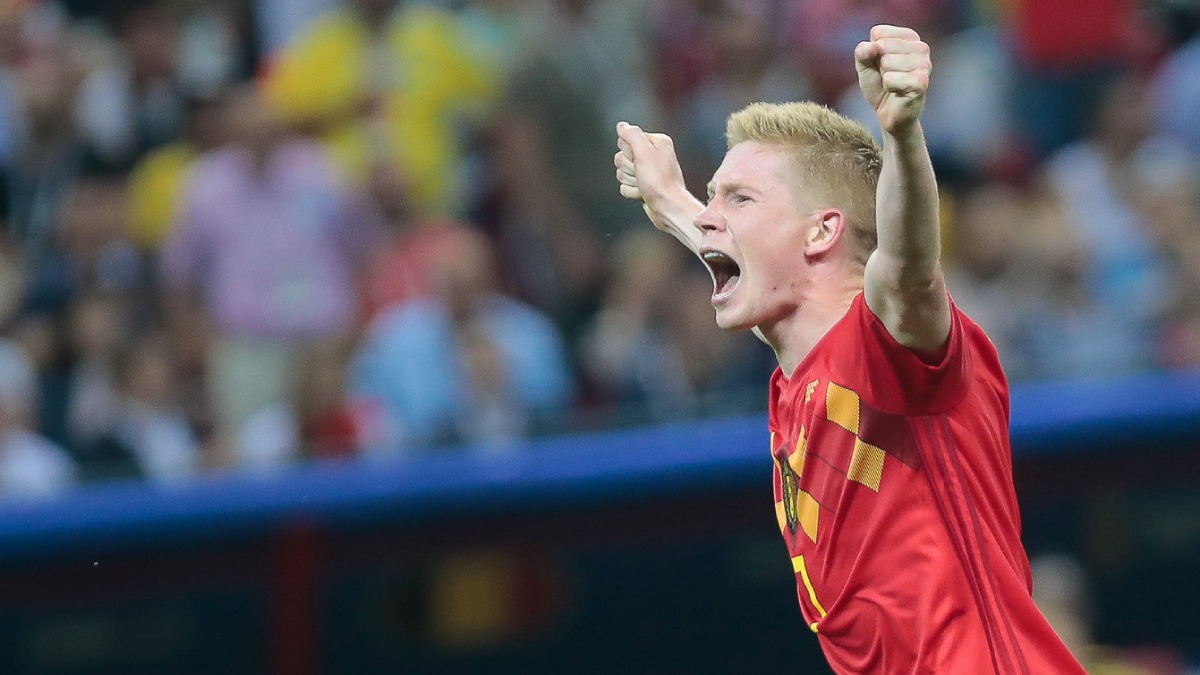 Kevin de Bruyne jogando a Copa de 2018.