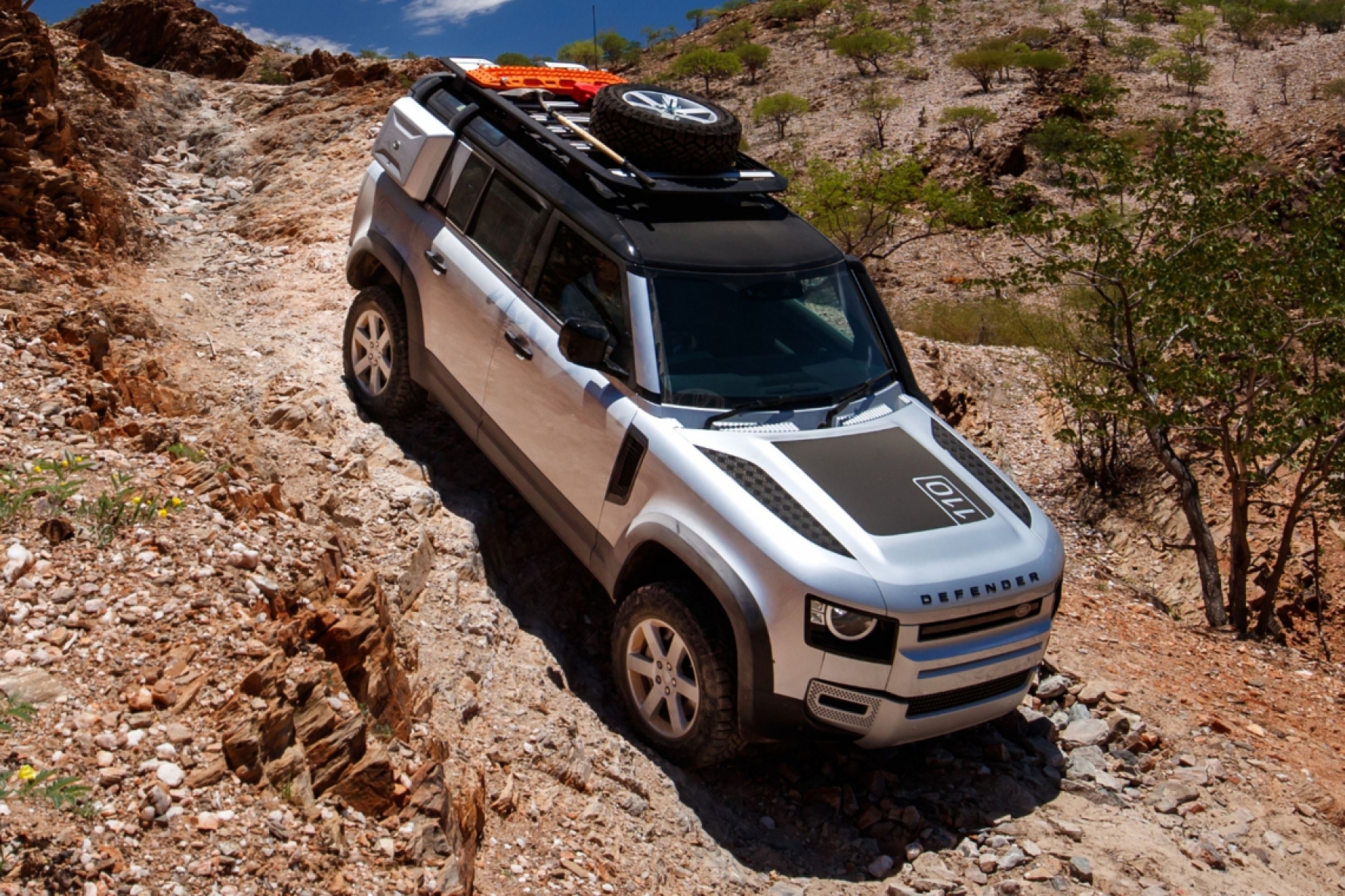 A arquitetura do Land Rover foi projetada para situações extremas, com uma construção leve e forte feita em alumínio Macaque in the trees