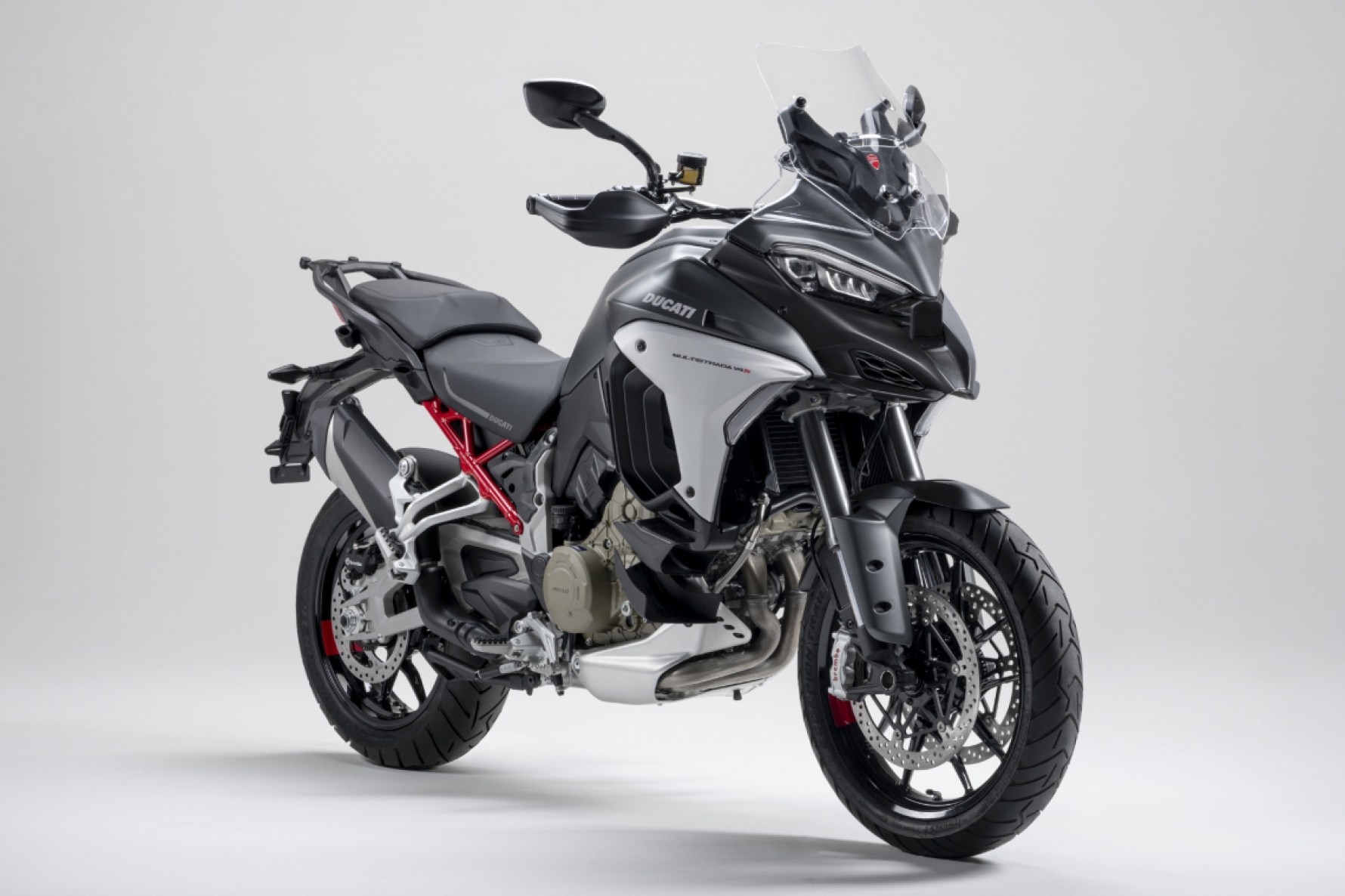 A Multistrada V4 vem com quadro monocoque de alumínio e roda dianteira de 19 polegadas Macaque in the trees