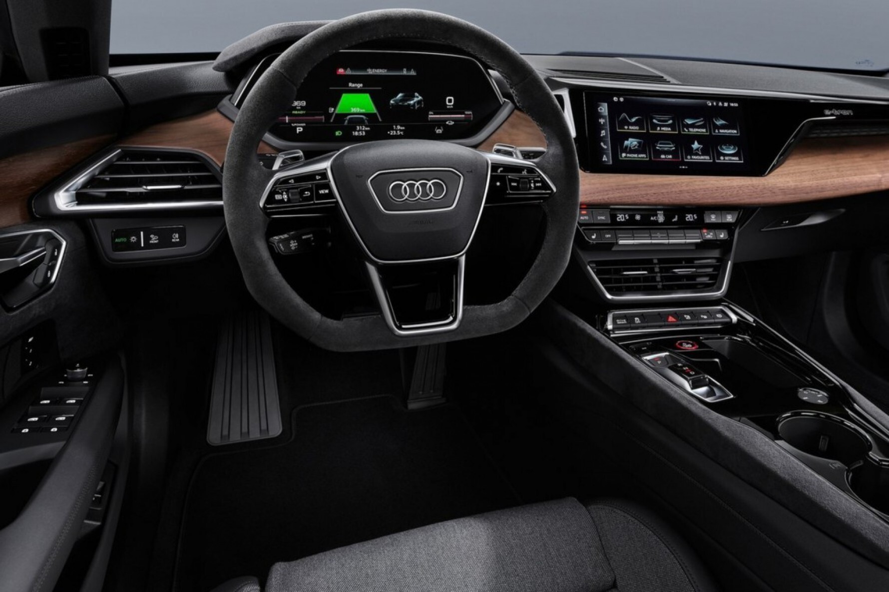 O GT tem o Audi Virtual Cockpit Plus ativado por meio do volante multifuncional, que controla a tela central de 10,1 polegadas Macaque in the trees