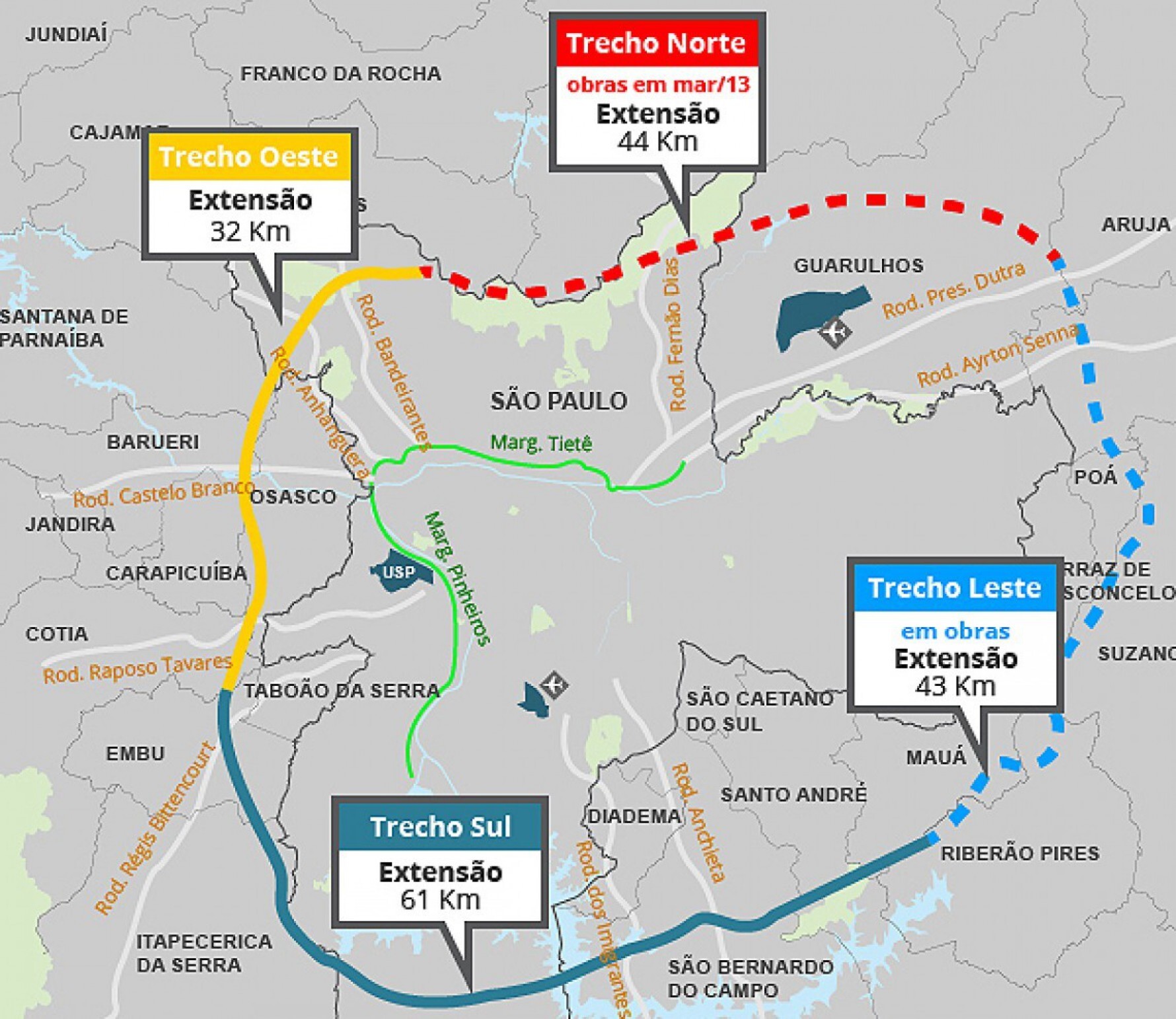 Mapa do Rodoanel (Foto: Divulgação/Governo de São Paulo) Macaque in the trees