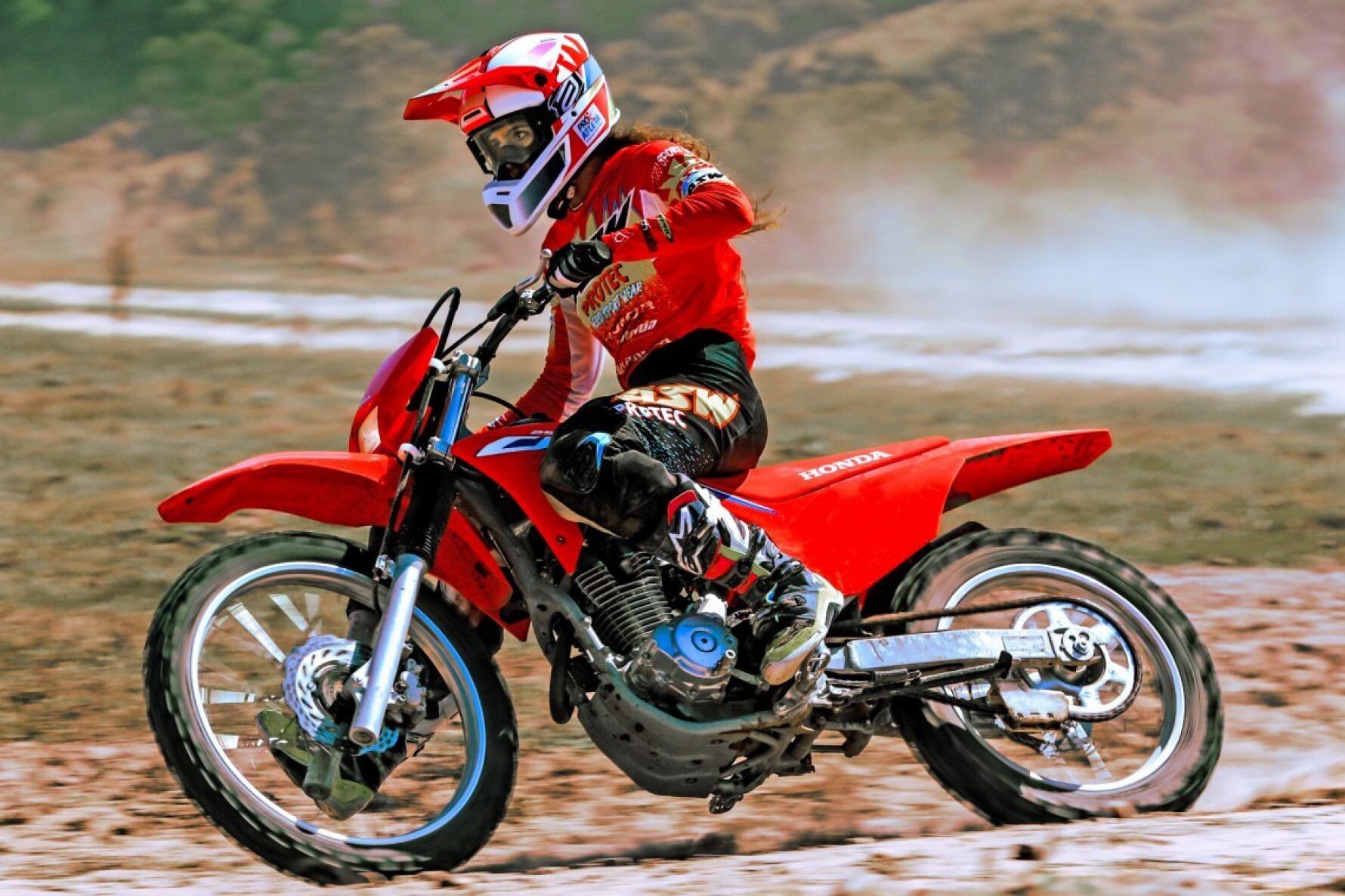 A CRF 250F mantém o motor monocilindro 4T SOHC de quatro válvulas, arrefecido a ar, alimentado pelo sistema PGM-FI, com potência de 22,2 cavalos a 7.500 giros e torque de 2,28 kgfm a 6 mil rpm Macaque in the trees