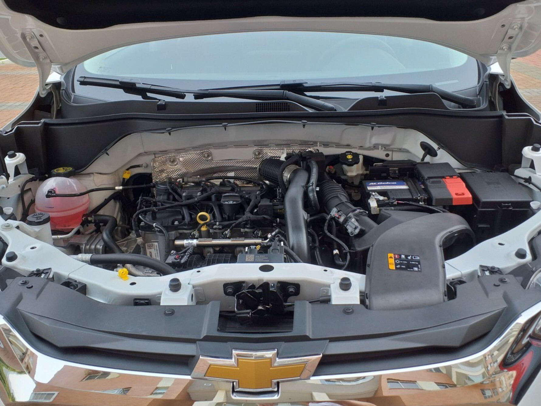 A versão topo de linha do Tracker estreou o motor 1.2 flex de três cilindros da família CSS Prime, com turbocompressor mas sem injeção direta Macaque in the trees
