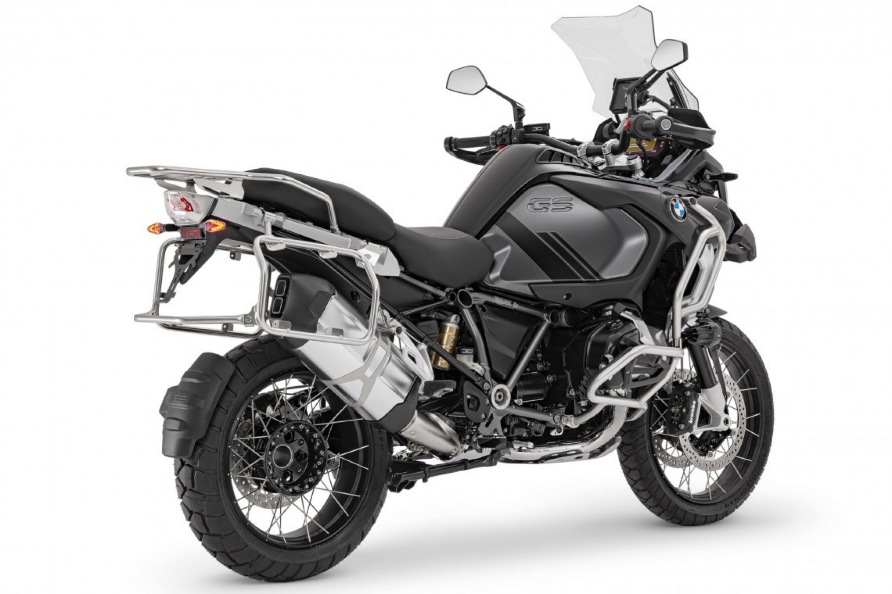 O acabamento Option 719 possibilita uma diferenciação dos demais modelos da linha. No caso da R 1250 GS Triple Black, carenagens dos espelhos, tampas de cabeçote e tampa lateral do motor conferem à motocicleta esse padrão de customização Macaque in the trees
